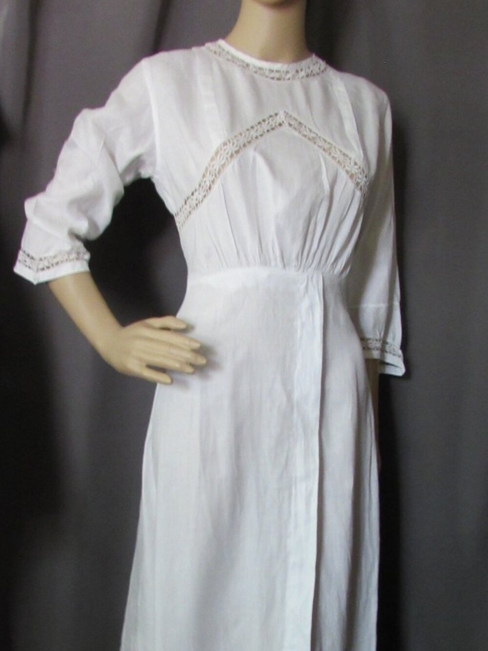 Edwardian Era White Cotton Day Dress
